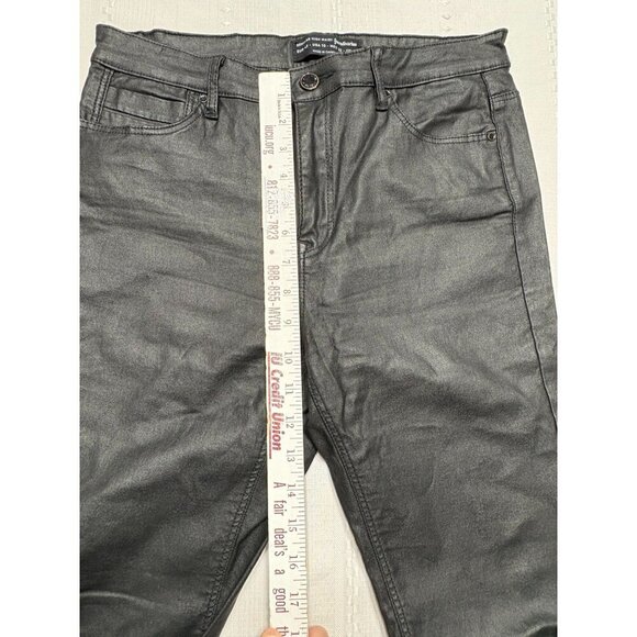 Stradivarius Women's Size 10  Black Coated Denim Jeans Pants Viscose - Picture 4 of 10